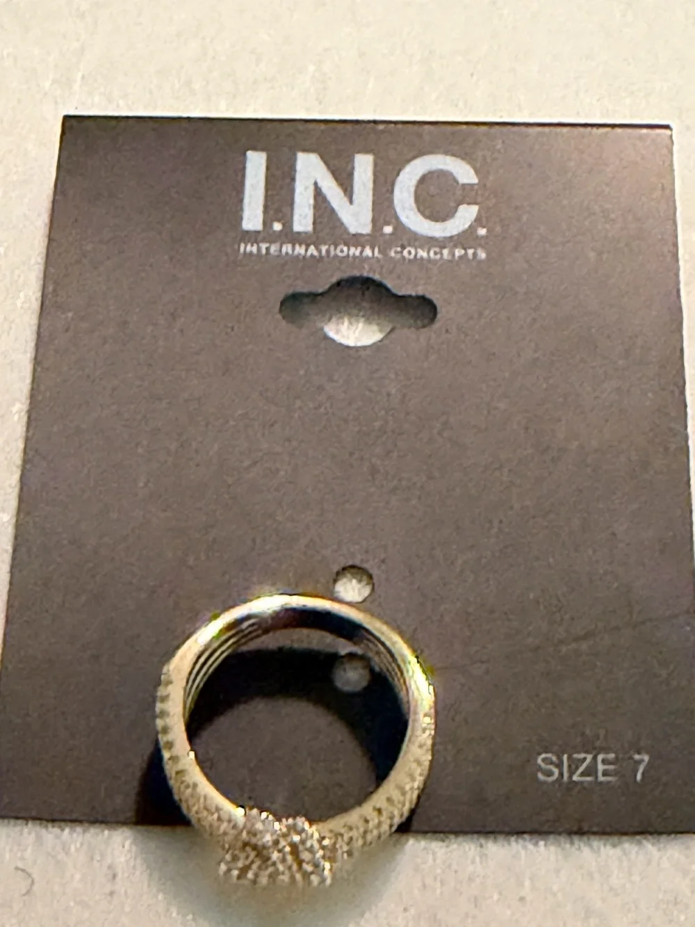 INC International Concepts Gold-Tone Multi-Row Knot Ring with Clear Crystals
